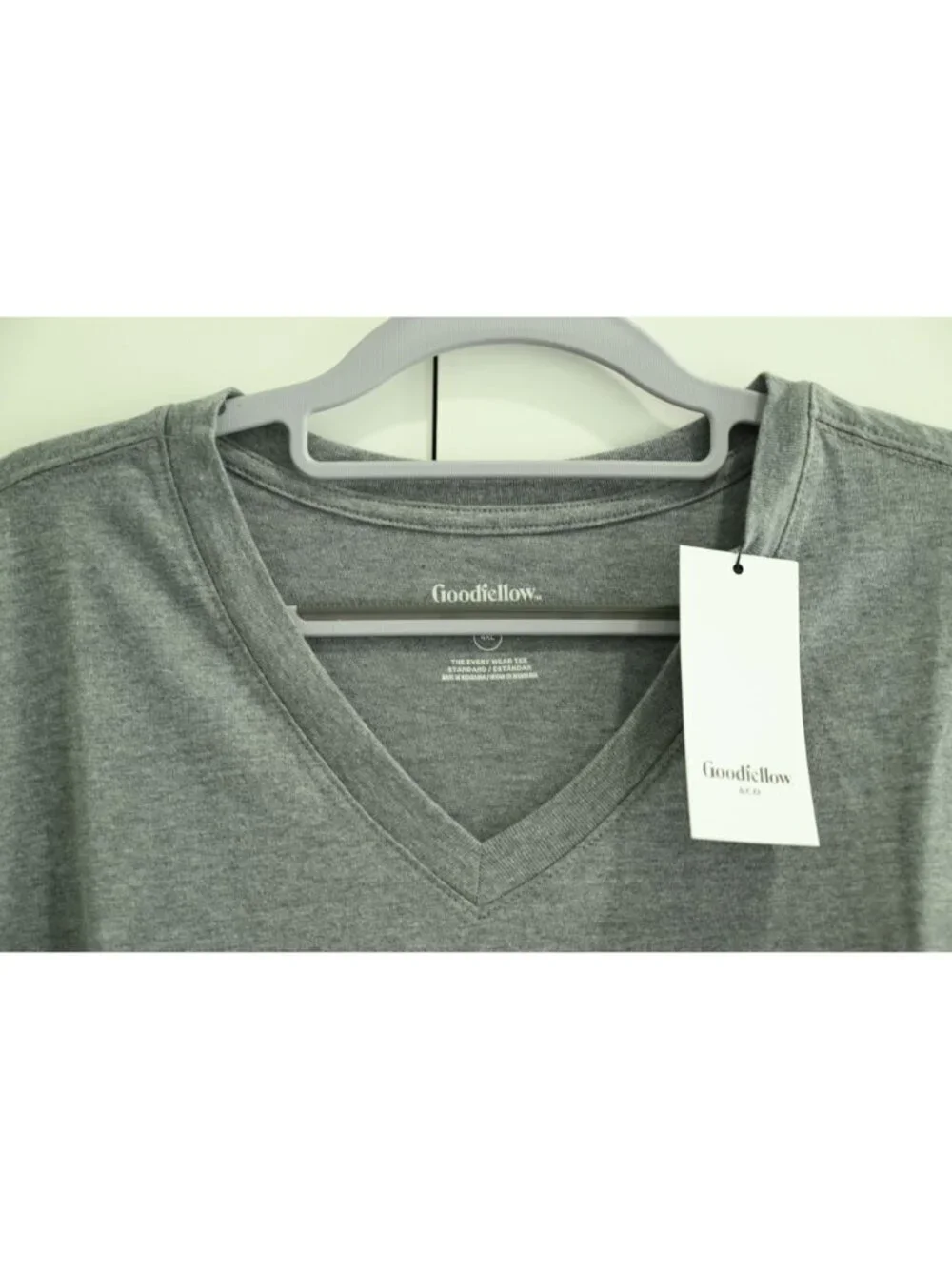 NWT Goodfellow Every Wear Short Sleeve T-Shirt Sz 4XL Light Gray V-Neck Casual